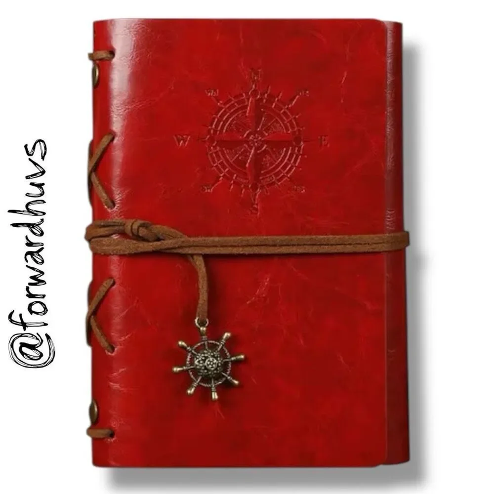 Red PU Leather Notebook - Sketchbook - Unlined Blank Page Notebook